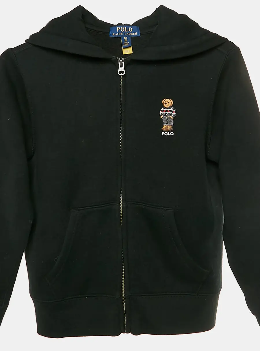 Polo Ralph Lauren Kids Black Cotton Knit Fleece Hoodie 8 Yrs