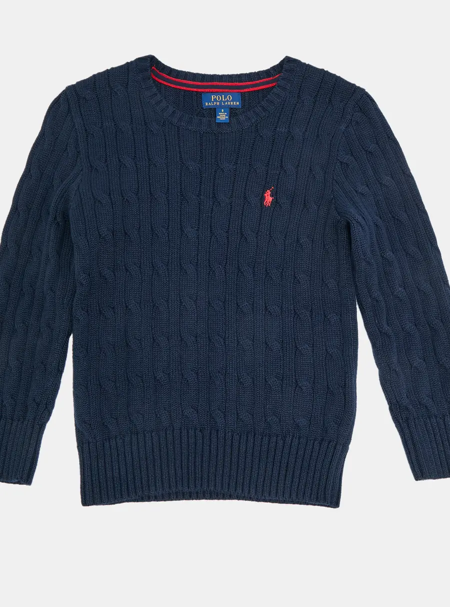 Polo Ralph Lauren Kids Navy Blue Cable Knit Sweater 5Yrs