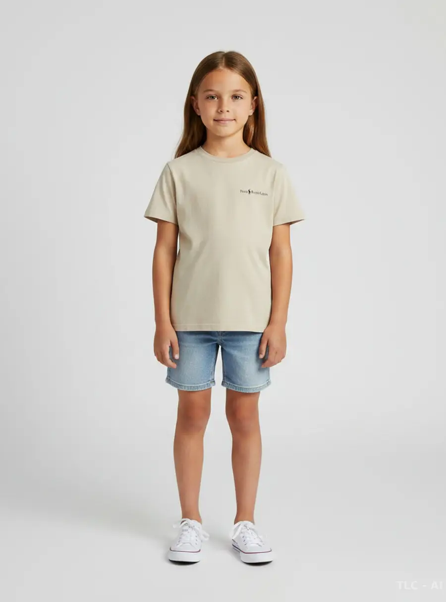 Polo Ralph Lauren Kids Beige Cotton Crew Neck T-Shirt M (10-12)
