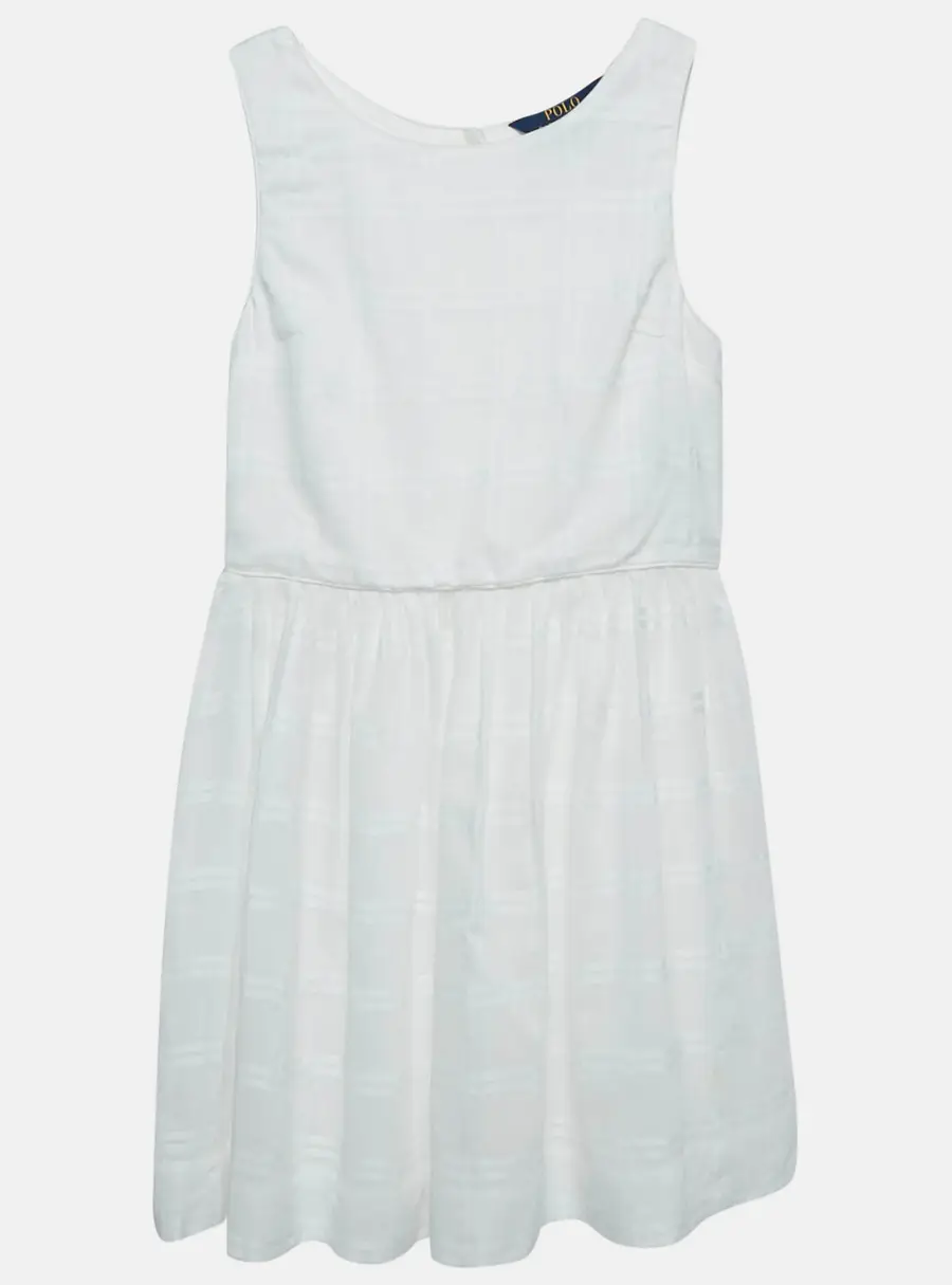 Polo Ralph Lauren Kids White Cotton Button Back Sleeveless Dress 8 Yrs
