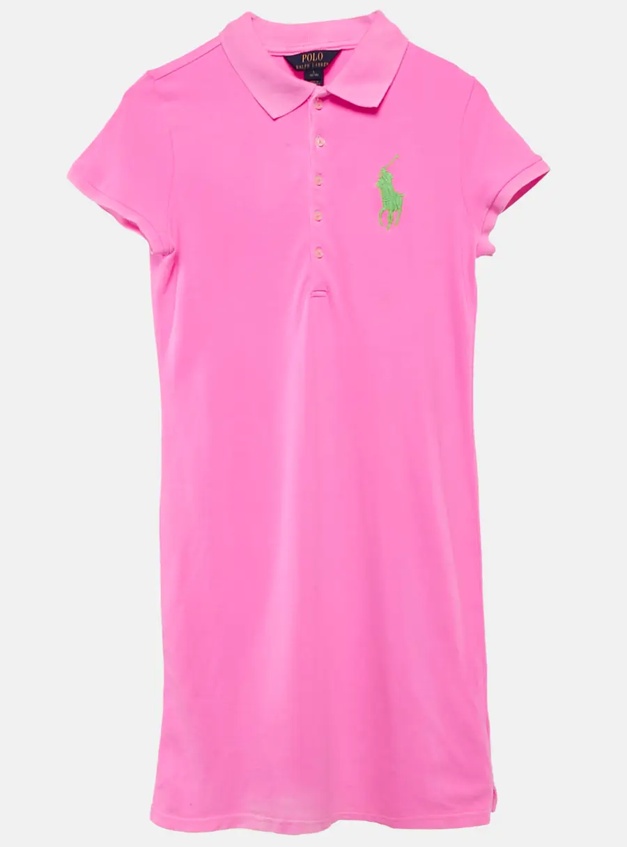 Polo Ralph Lauren Kids Pink Logo Embroidery Cotton Pique Dress L (12-14)