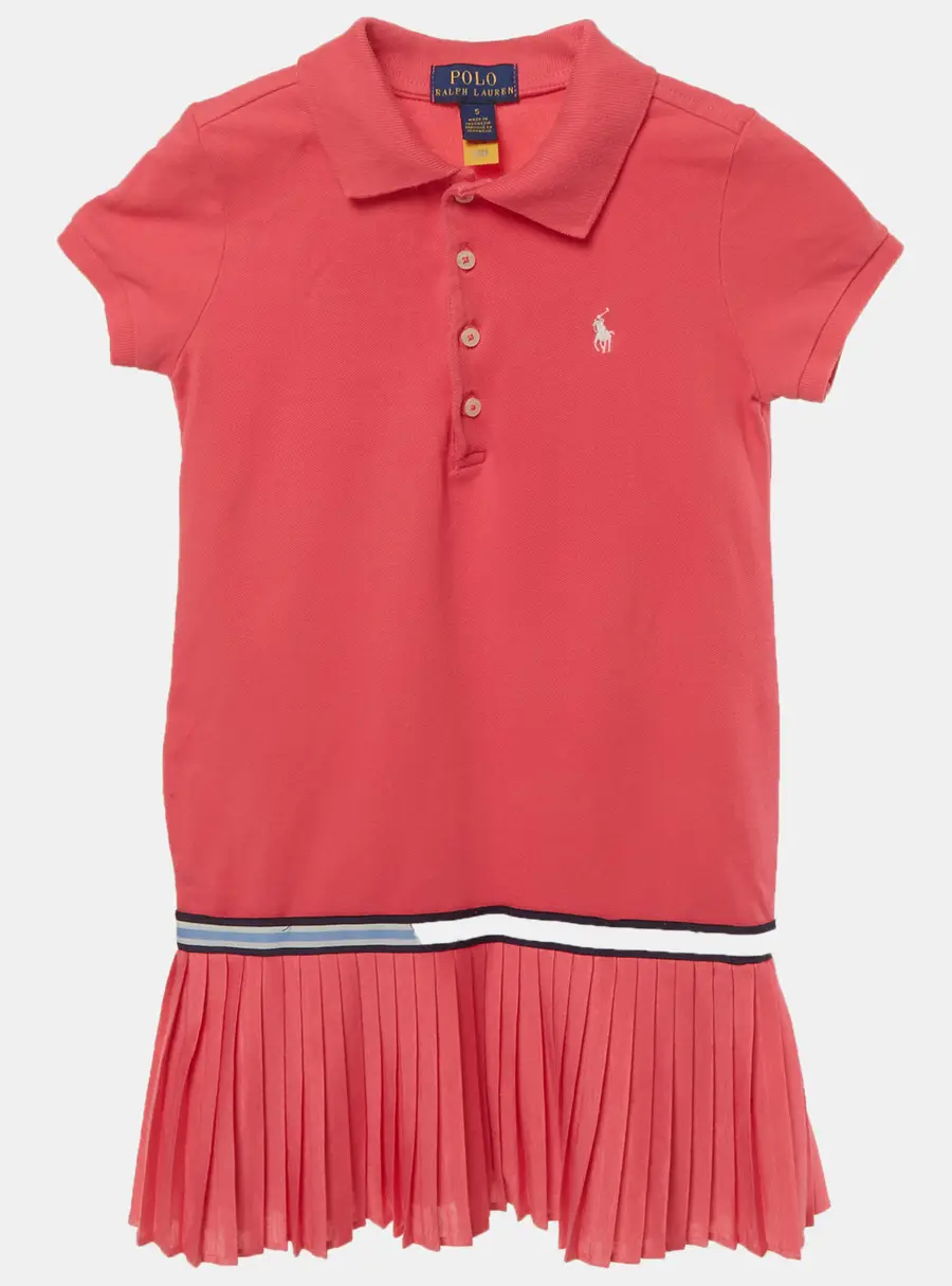 Polo Ralph Lauren Kids Pink Cotton Pleated Polo Dress 5Yrs