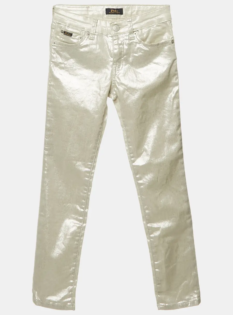 Polo Ralph Lauren Kids Sliver Metallic The Tompkins Skinny Jeans 8-10 Yrs