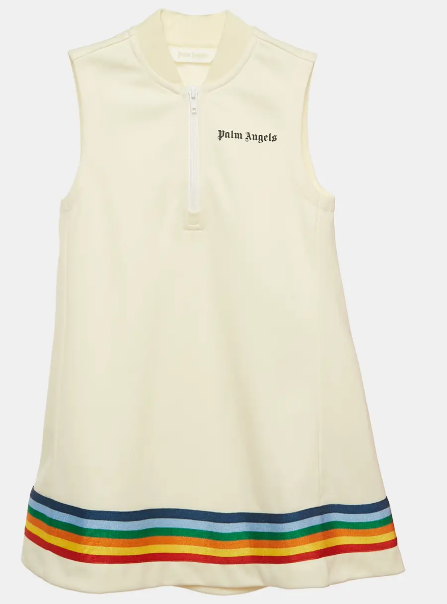 Palm Angels Kids Cream Rainbow Trim Track Dress 6 Yrs