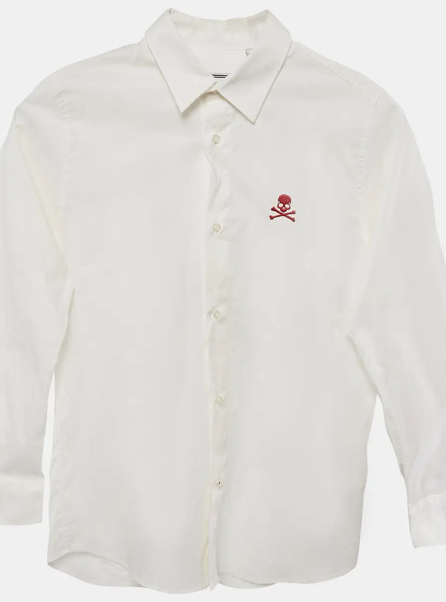 Philipp Plein Junior White Cotton Little Boss Shirt 10 Yrs
