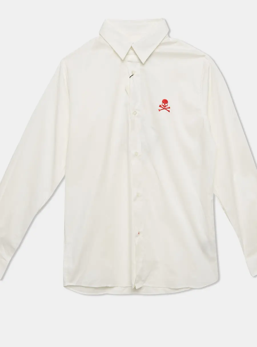 Philipp Plein Junior White Cotton Long Sleeve Shirt 10 Yrs