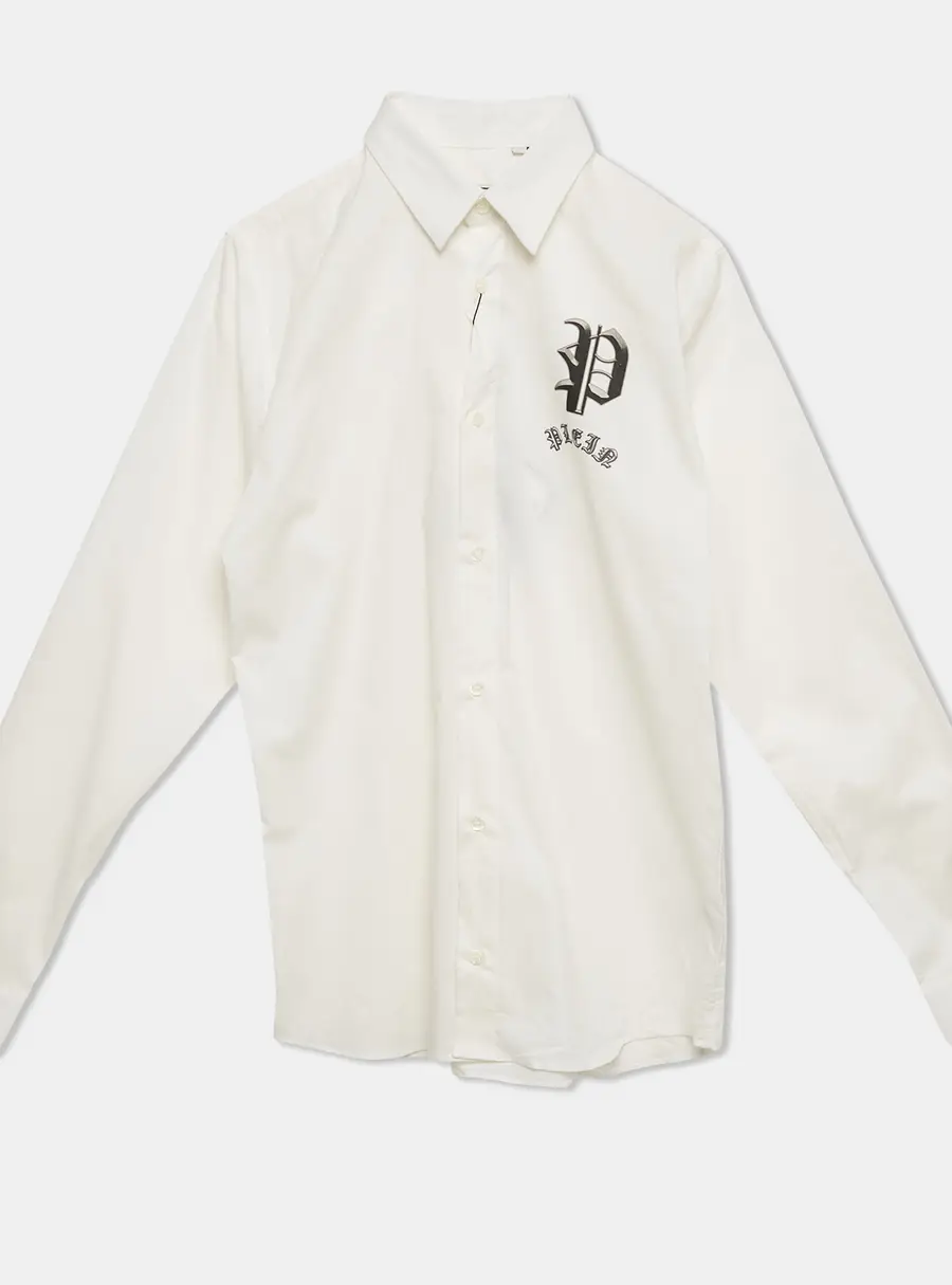 Philipp Plein Junior White Cotton Long Sleeve Shirt 12 Yrs