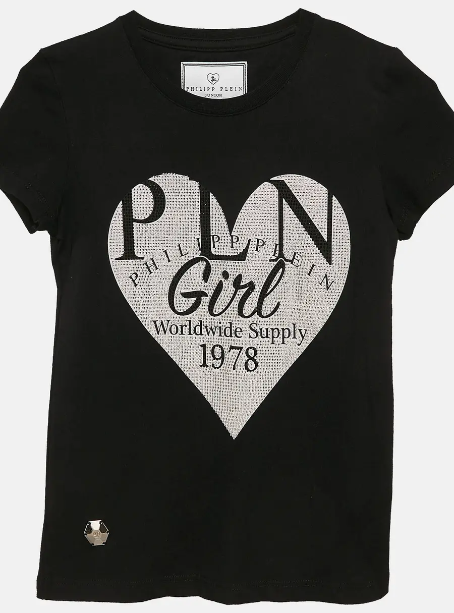 Philipp Plein Junior Black Crystal Jersey T-Shirt 8-9 Yrs