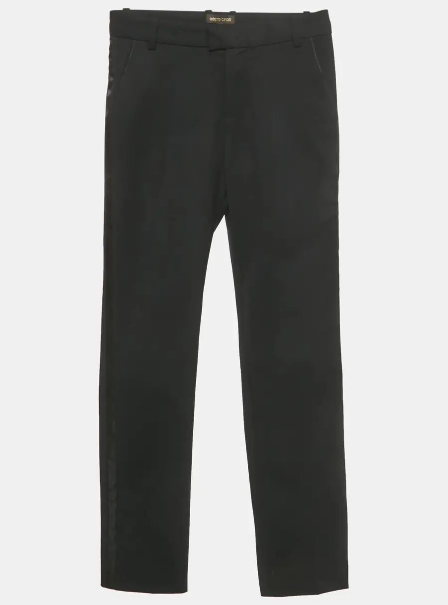 Roberto Cavalli Boys Black Black Wool Formal Pants XS