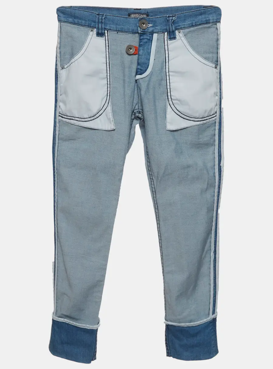 Roberto Cavalli Devils Kids Blue Denim Inside Out Jeans 9 Yrs/Waist 24"