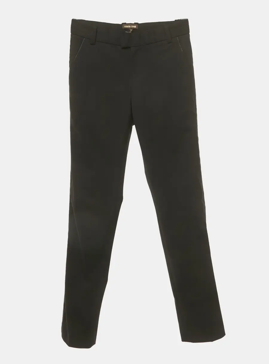 Roberto Cavalli Kids Black Wool Satin Side Band Trousers 10 Years