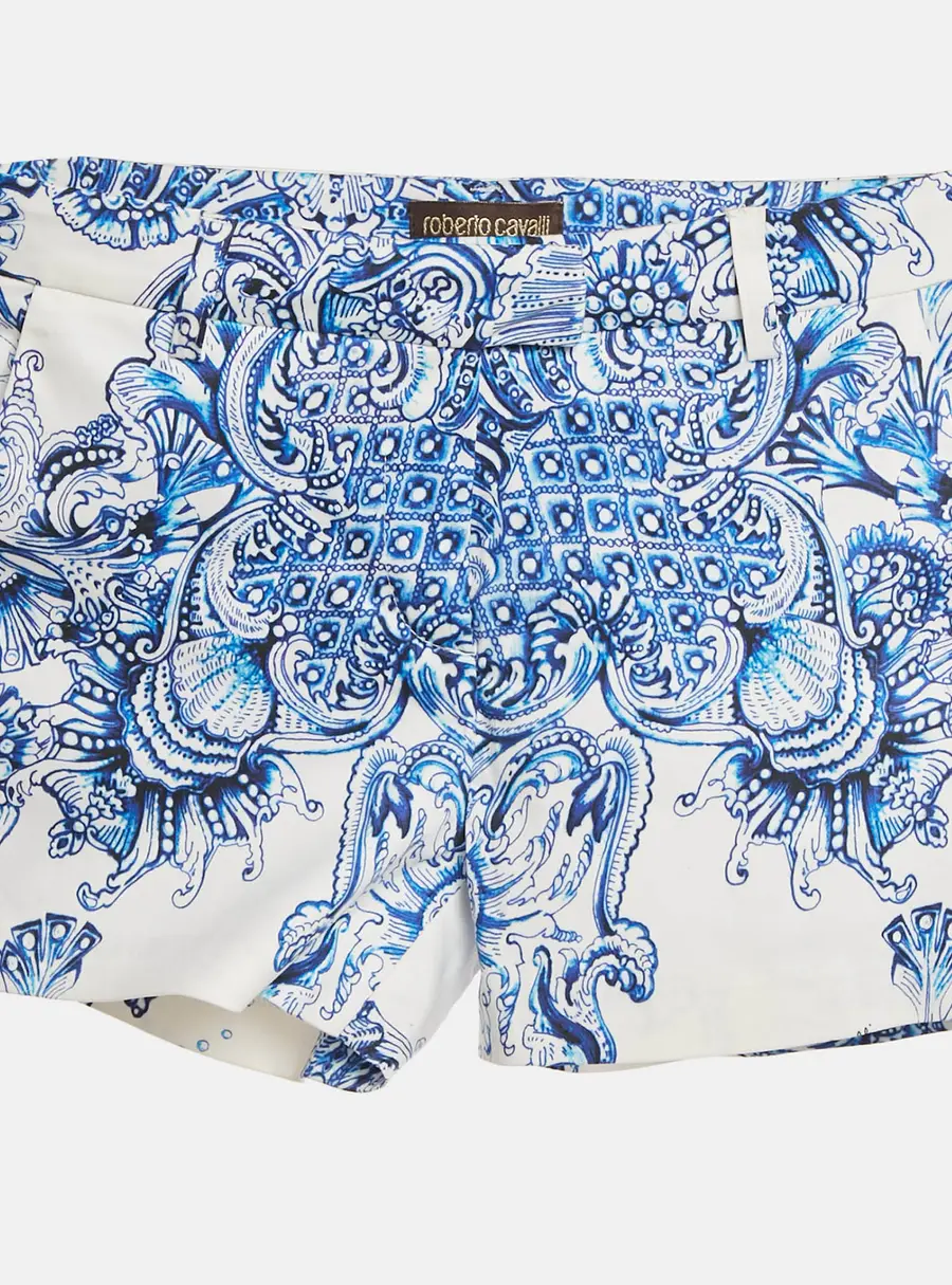 Roberto Cavalli Kids White Printed Cotton Short 10-12 Yrs