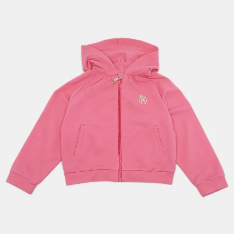 Roberto Cavalli Kids Pink Cotton Zip-Up Jacket 3Yrs