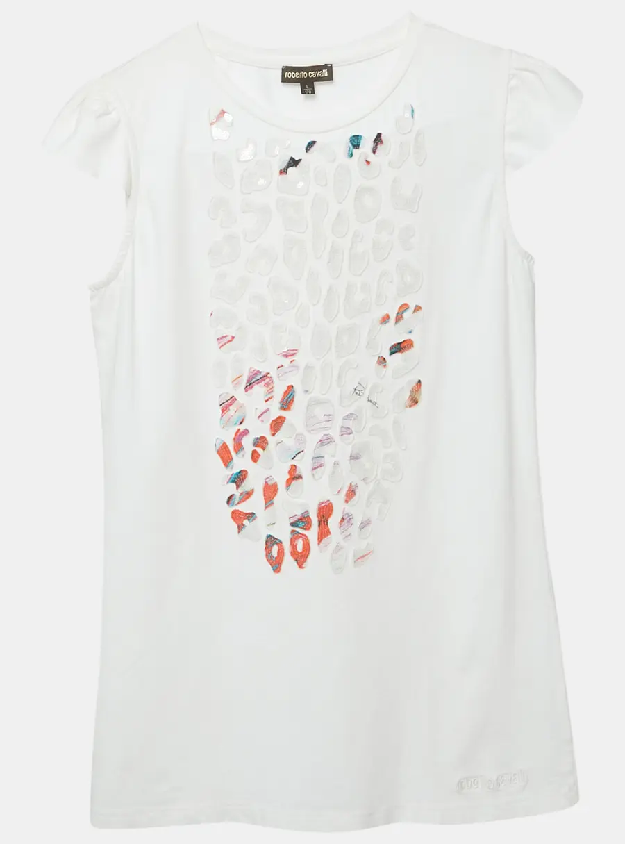 Roberto Cavalli Kids White Sequin Jersey Set L (12/14Yrs)