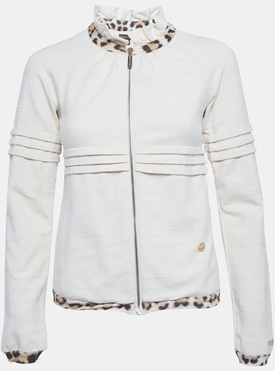 Roberto Cavalli Kids Beige Cotton Zip-Up Jacket 10Yrs