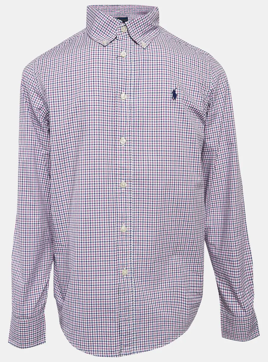Ralph Lauren Kids Purple Checks Cotton Long Sleeve Shirt 14/16 Yrs