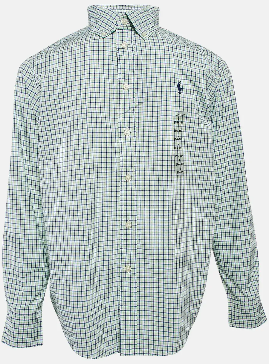 Ralph Lauren Kids Green Check Cotton Long Sleeve Shirt 14/16 Yrs