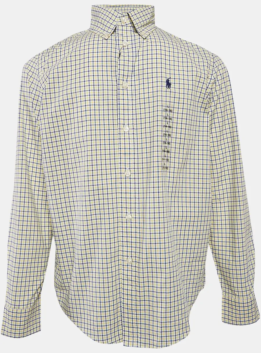 Ralph Lauren Kids Yellow/Blue Check Cotton Long Sleeve Shirt 14/16 Yrs