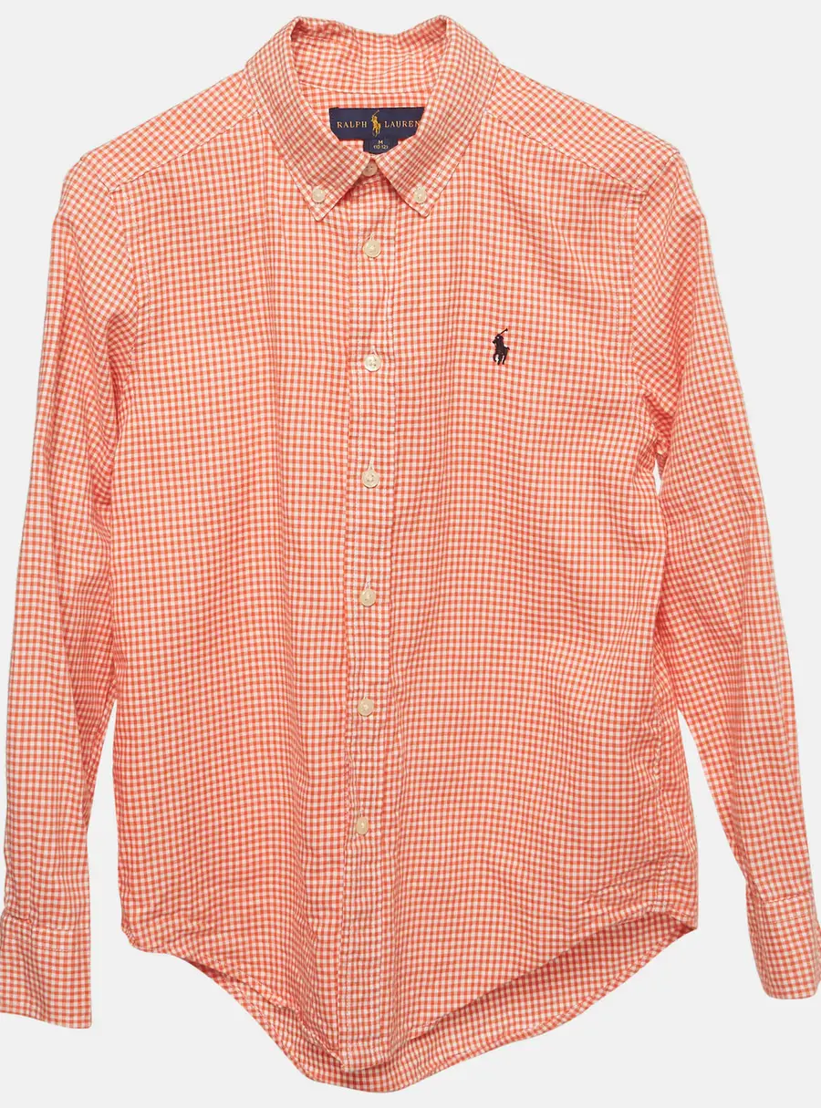 Ralph Lauren Kids Orange Gingham Checks Cotton Shirt 10-12Yrs