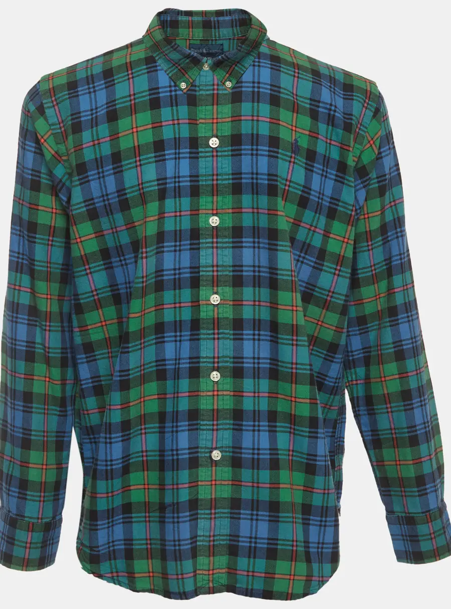 Ralph Lauren Blue/Green Checks Cotton Shirt L/14-16Yrs