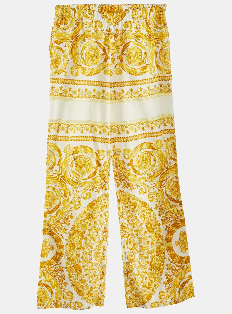 Versace White printed Cotton Pants 14R