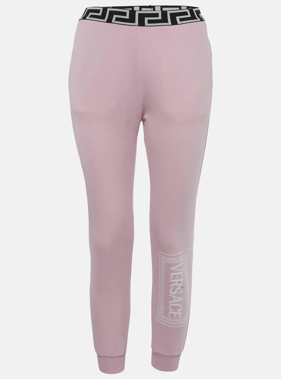 Versace Kids Pink Logo Embroidered Cotton Sweatpants 12Yrs