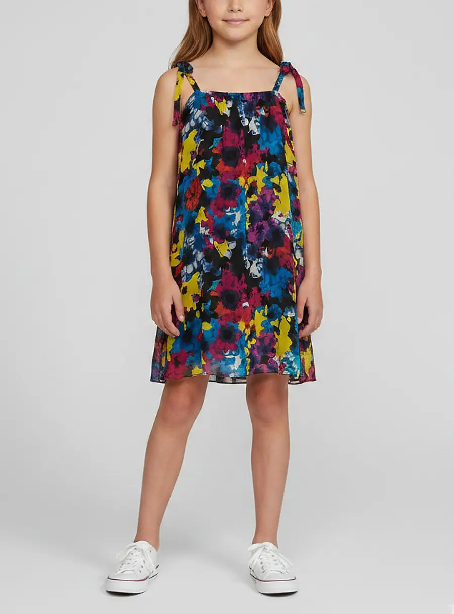 Young Versace Kids Multicolor Printed Crepe Strappy Dress Age 10 Yrs