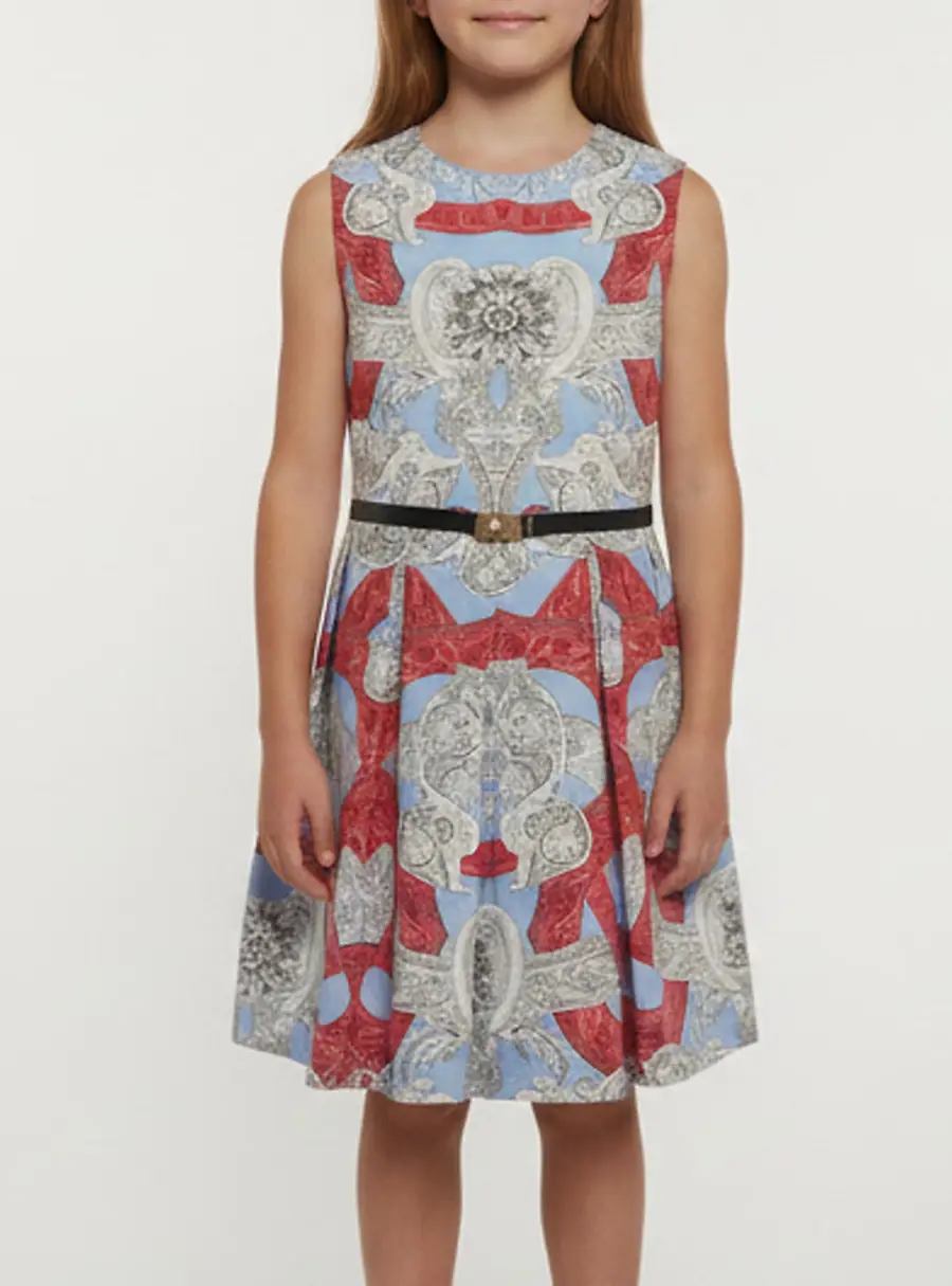 Young Versace Multicolor Printed Cotton Sleeveless Dress 4-5 Yrs