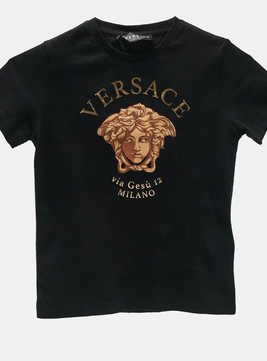Versace Kids Black Medusa Print Jersey T-Shirt 5 Yrs