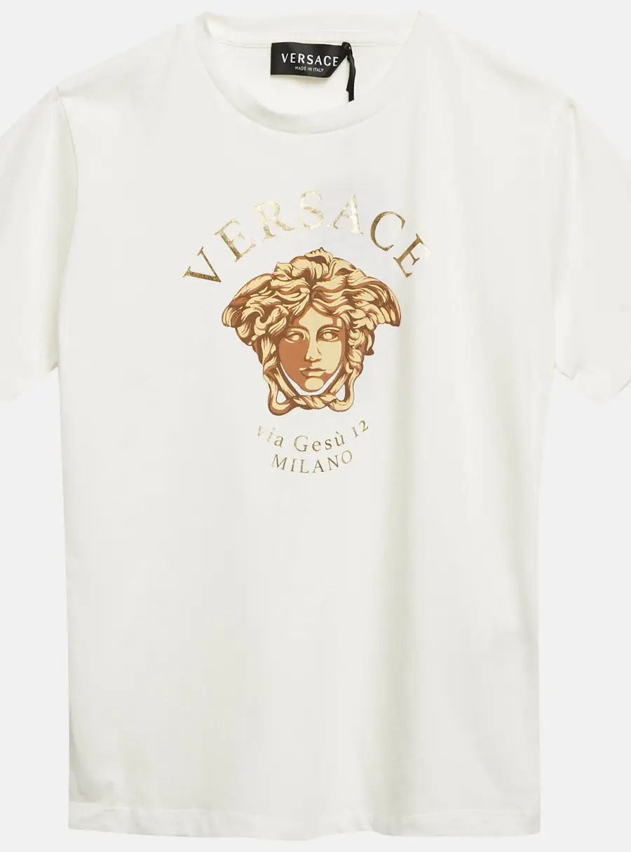 Versace Kids White Medusa Print Jersey T-Shirt 10 Yrs