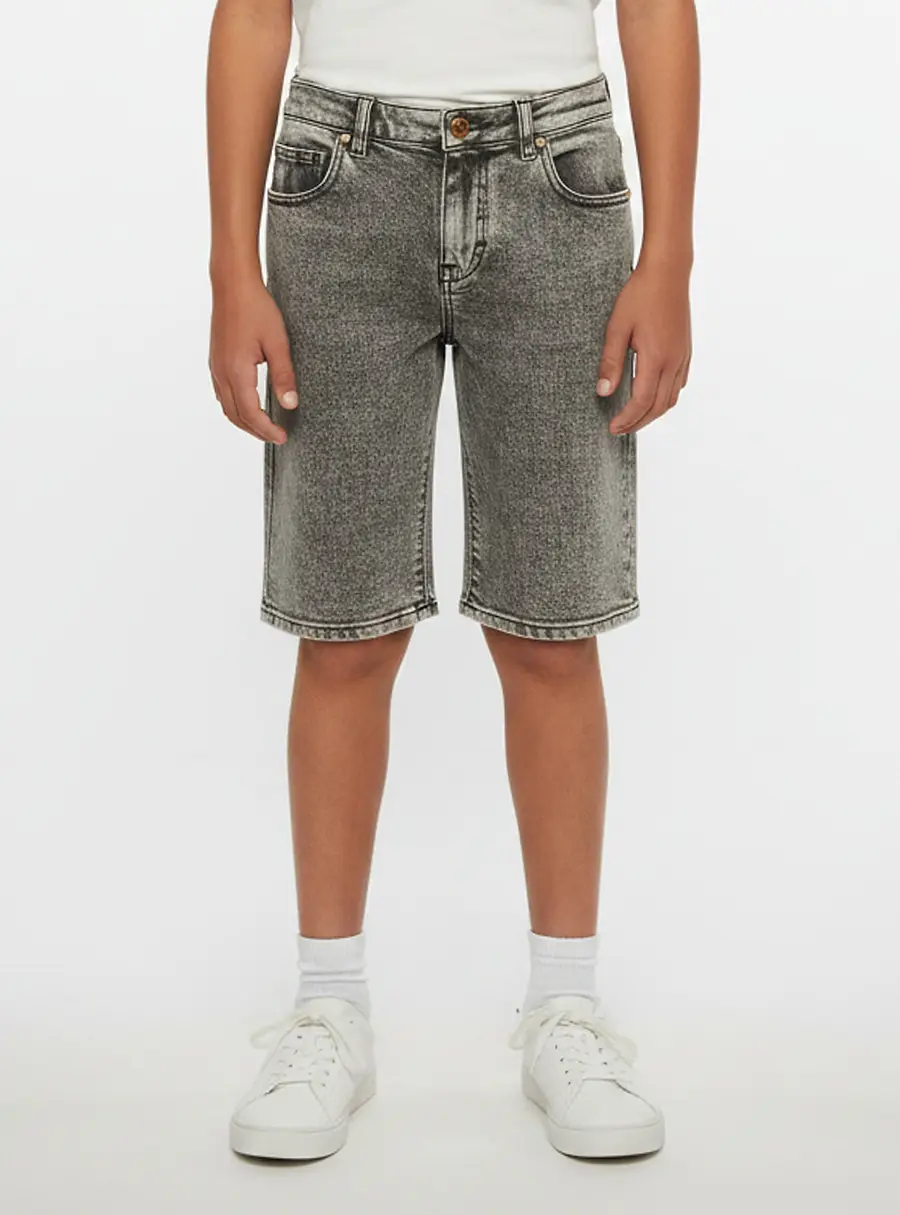 Versace Kids Grey Acid Wash Denim Bermuda Shorts 12 Yrs