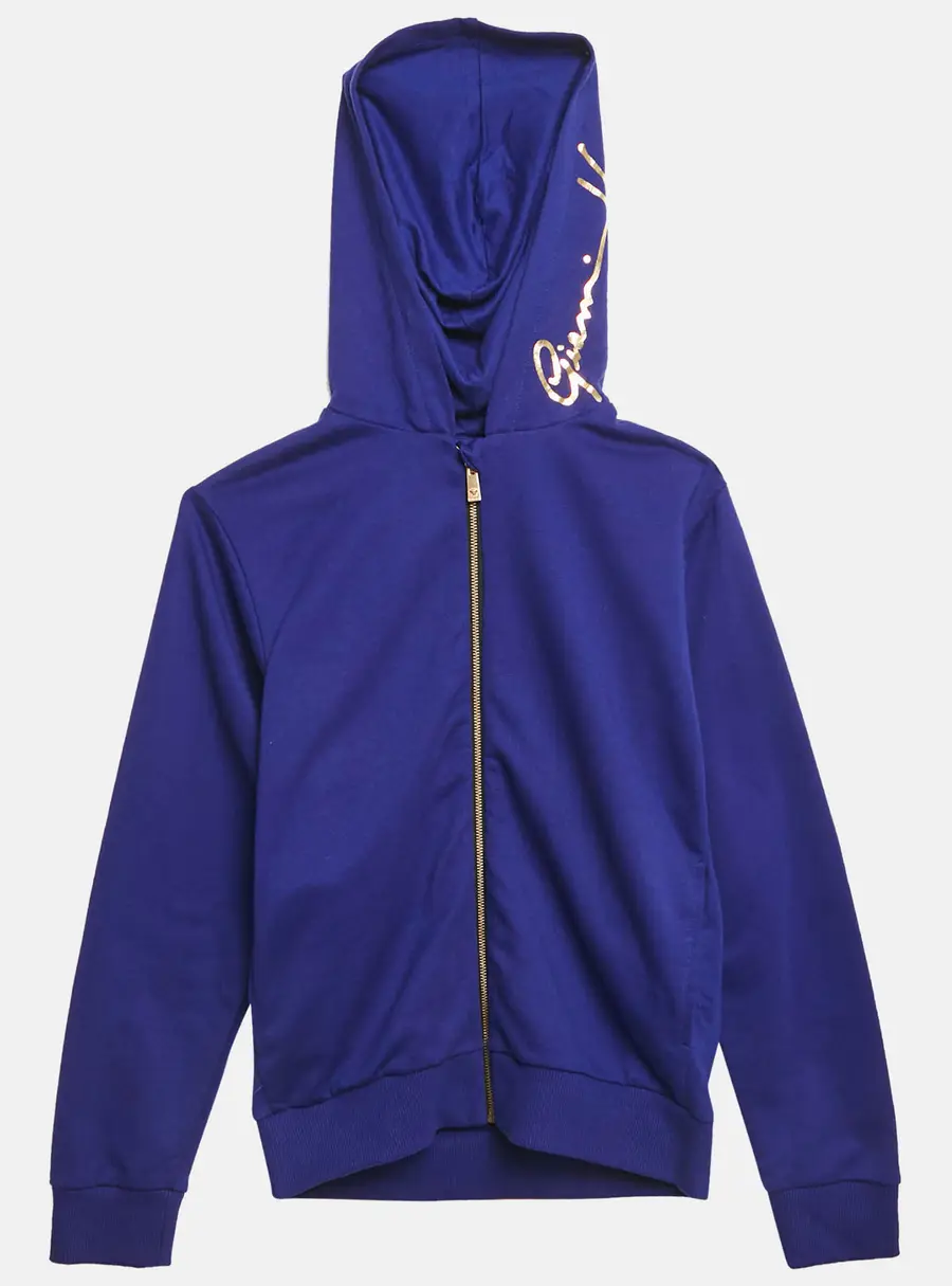 Versace Kids Blue Medusa Print Cotton Knit Zip-Up Jacket 10 Yrs
