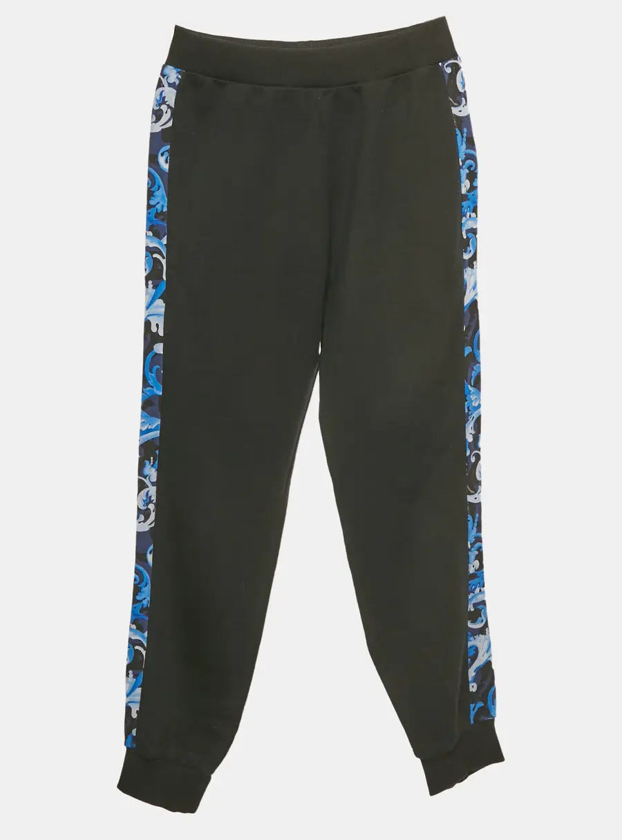 Versace Kids Black Side Print Cotton Jogger Pants 10Yrs