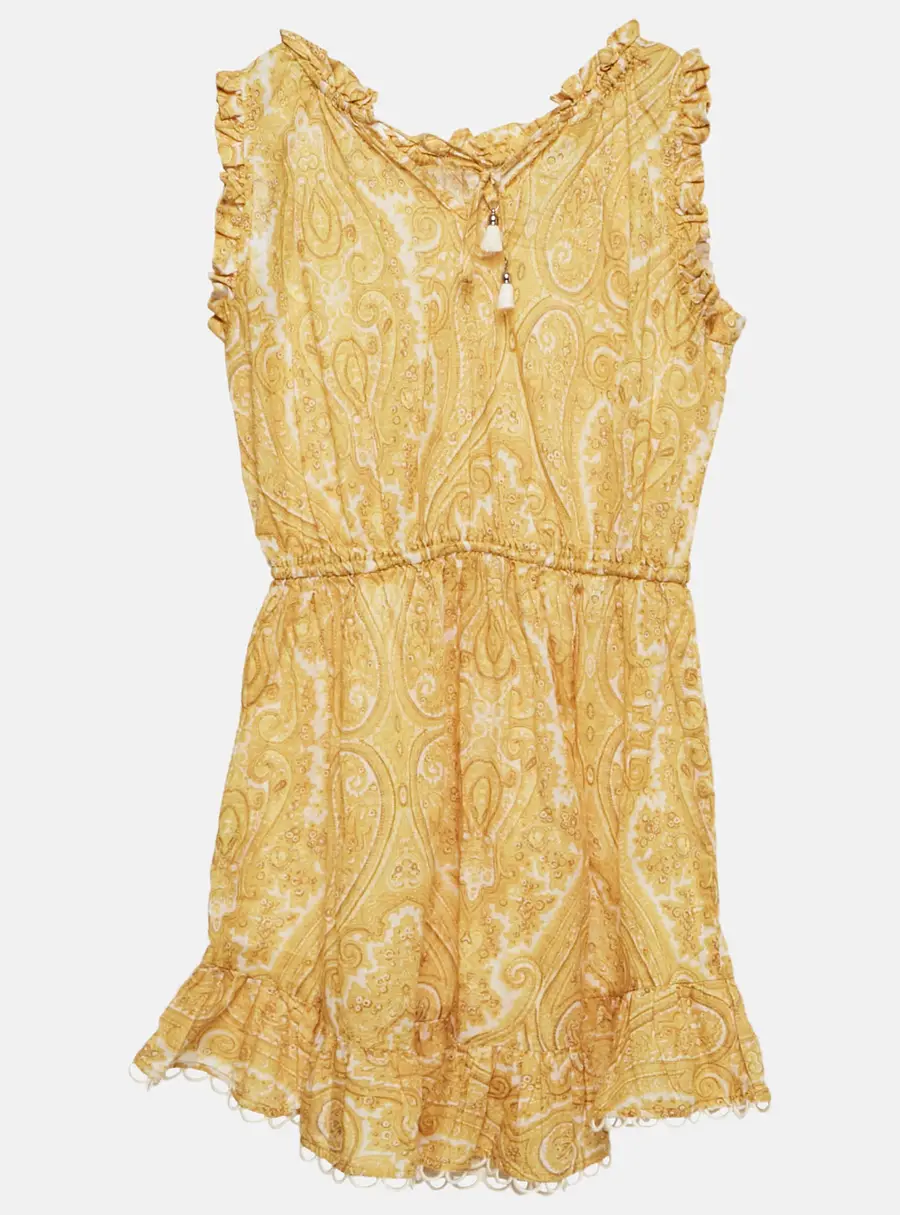 Zimmermann Kids Yellow Paisley Print Cotton Dress 8 Yrs
