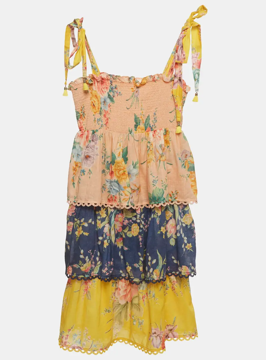 Zimmermann Kids Multicolor Floral Print Tiered Zinnia Dress 8Yrs