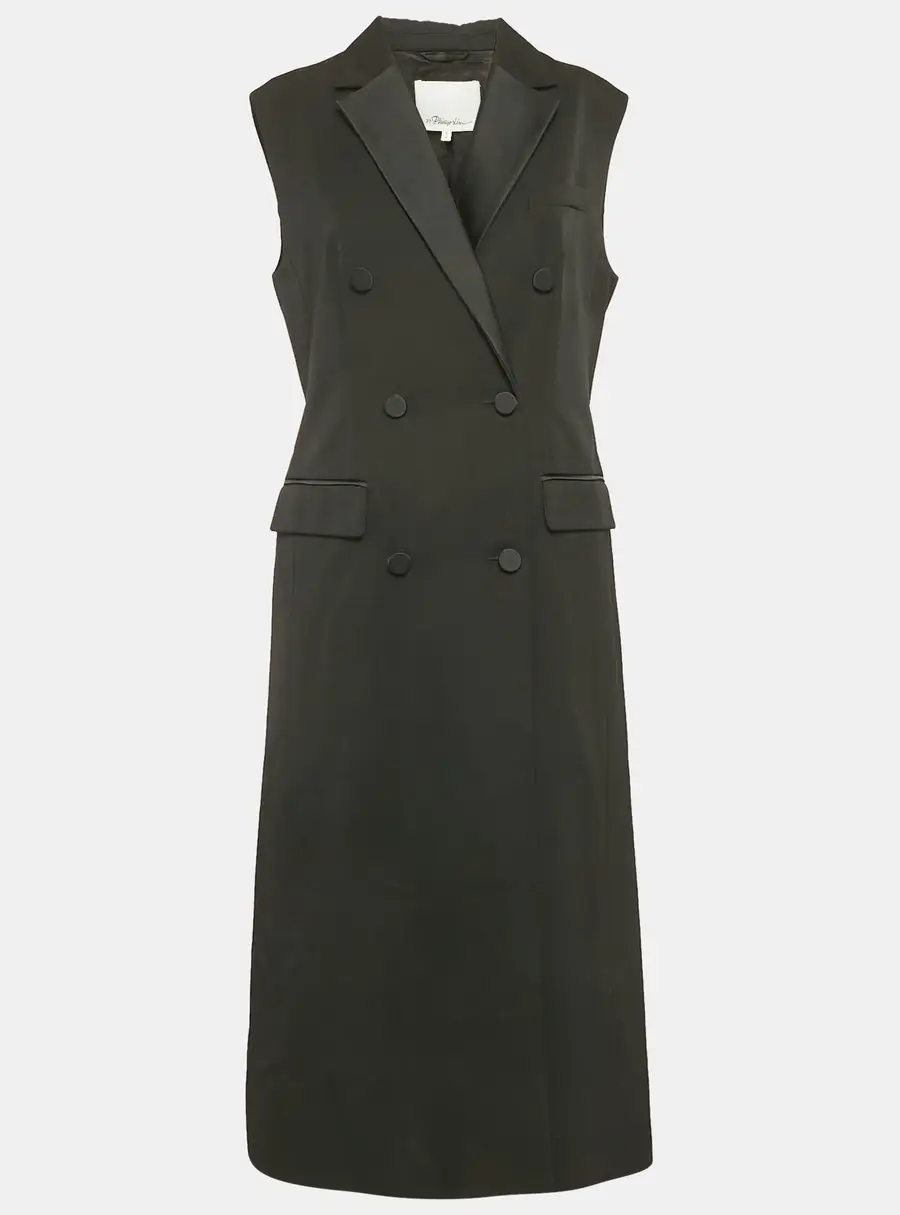 3.1 Phillip Lim Black Wool Sleeveless Double Breasted Coat S