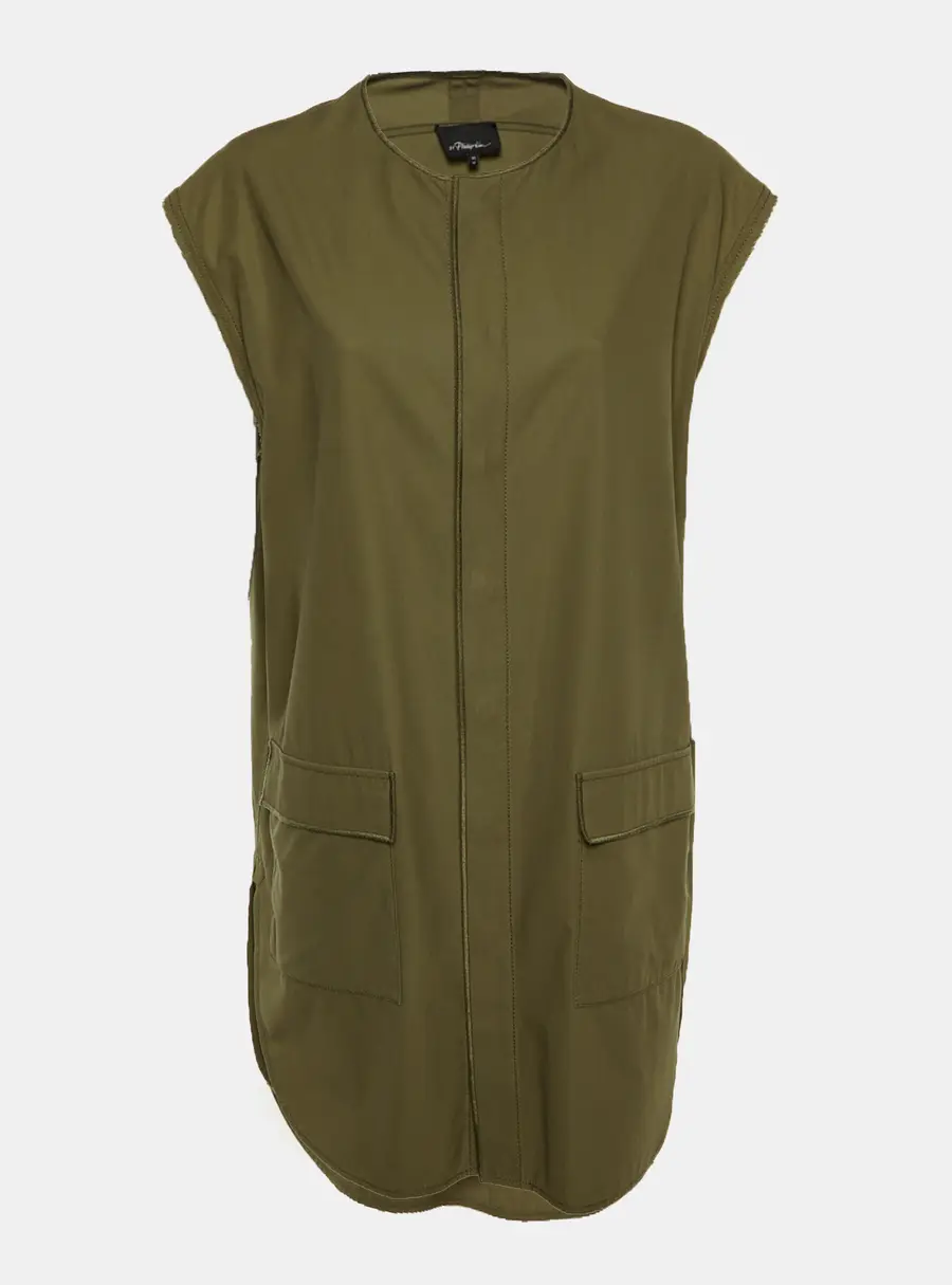 3.1 Phillip Lim Olive Green Cotton Crew Neck Tunic Dess M