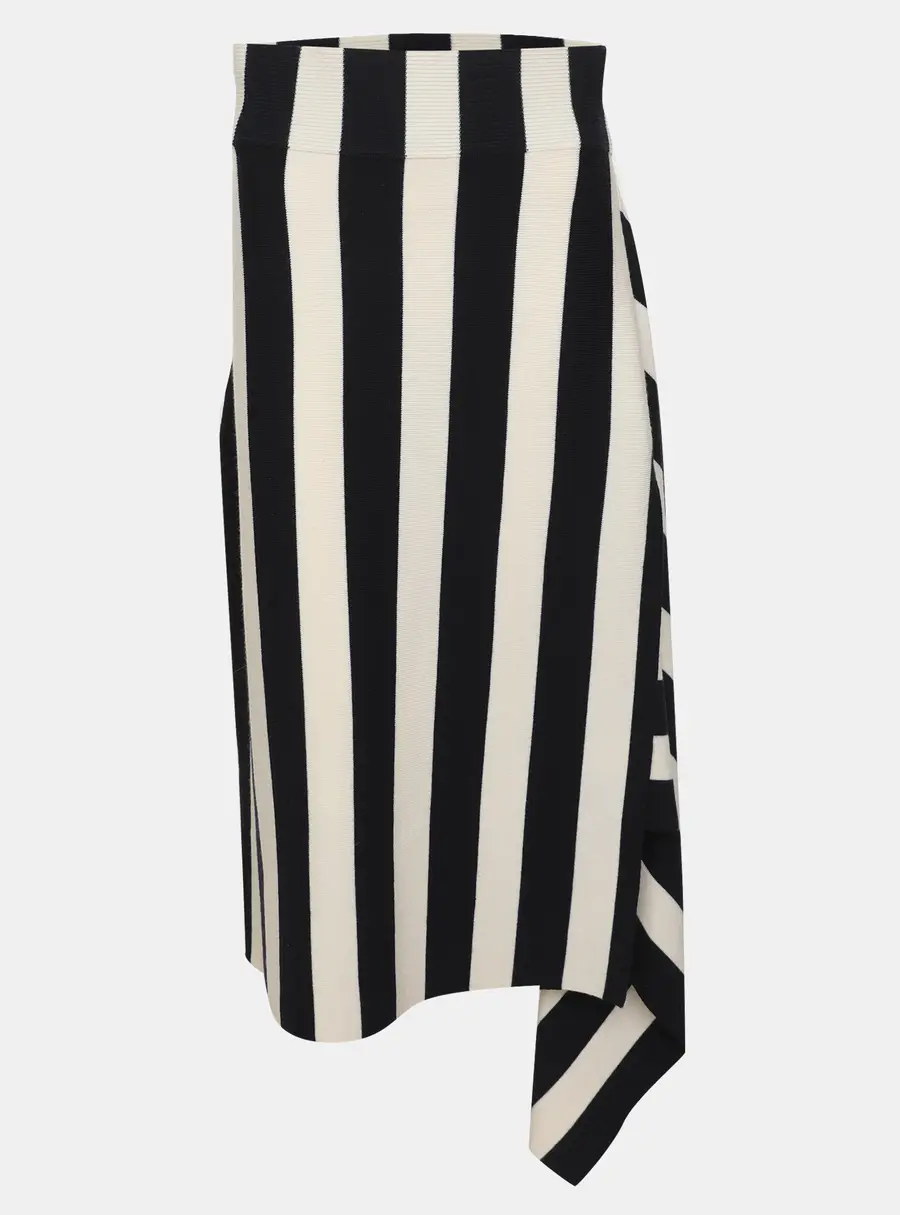Monse Dark Navy/Cream Stripe Rib Knit Midi Skirt M