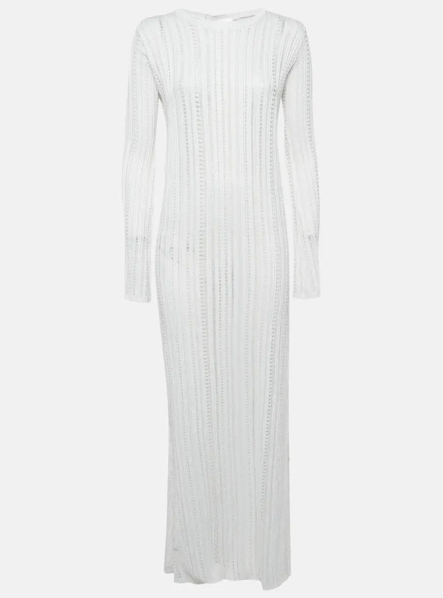 Sopho Handmade White Knit Long sleeve Maxi Dress S