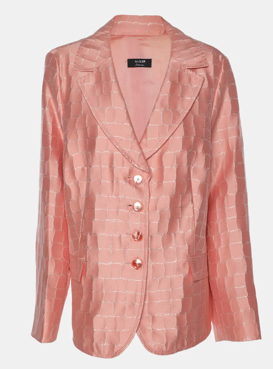 Basler Peach Jacquard Square Stone Details Blazer XXXL