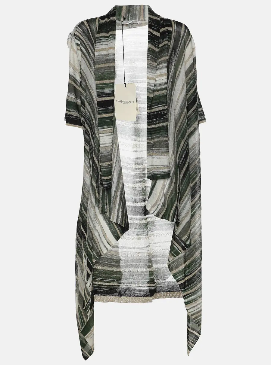 Marina Rinaldi Multicolor Stripe Stretch Lurex Knit Cardigan L