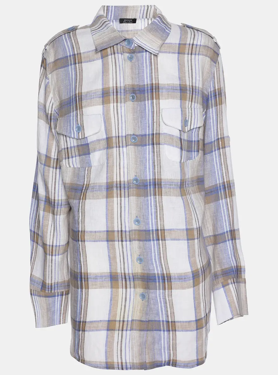Basler Multicolor Check Linen Long Sleeve Shirt XL