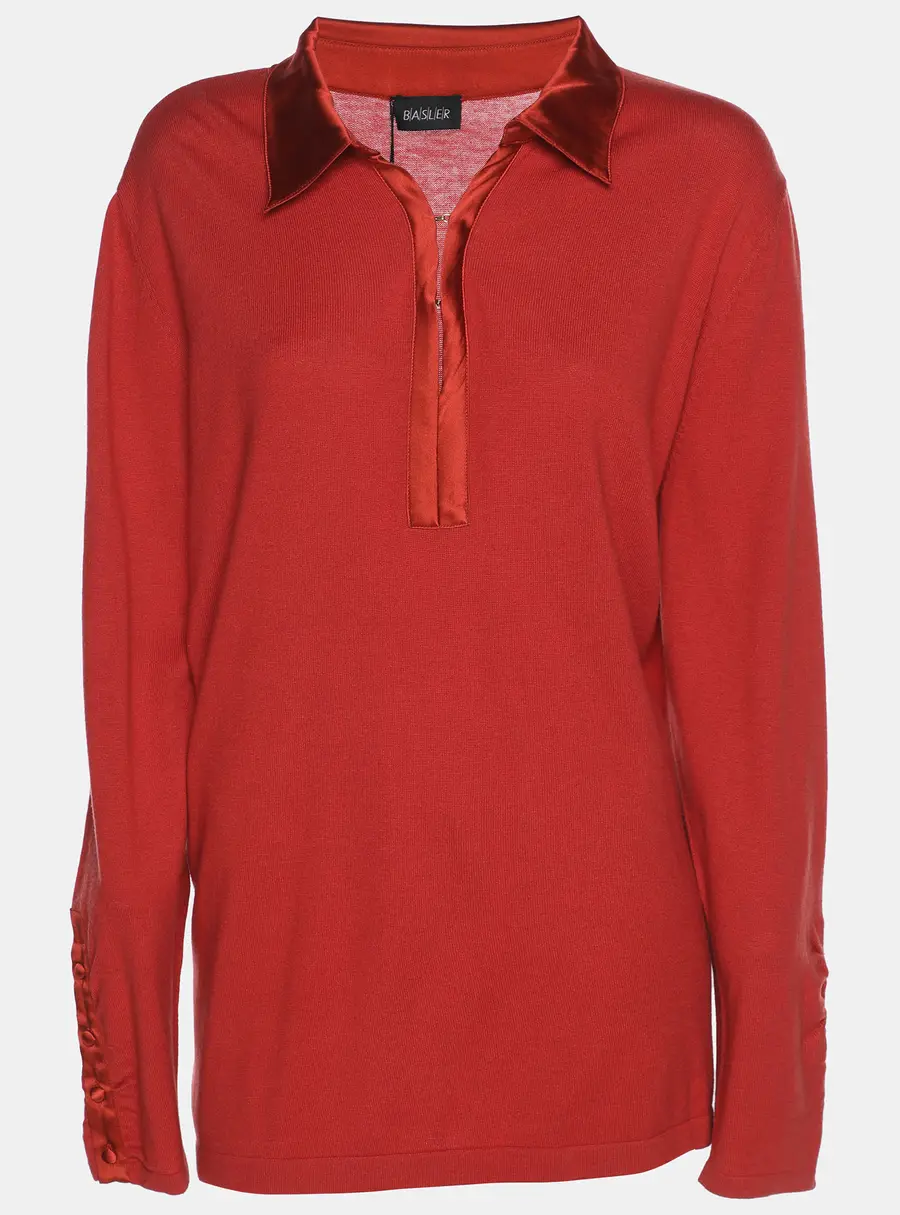 Basler Red Stretch Knit Long Sleeve Sweater XL