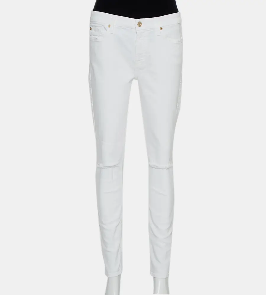 7forallmankind White Denim Skinny Ankle Length Jeans M