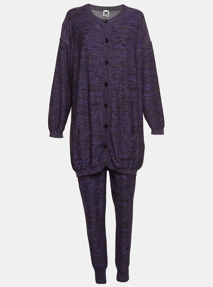 M Missoni Purple Patterned Lurex Knit Cardigan & Playsuit Set L