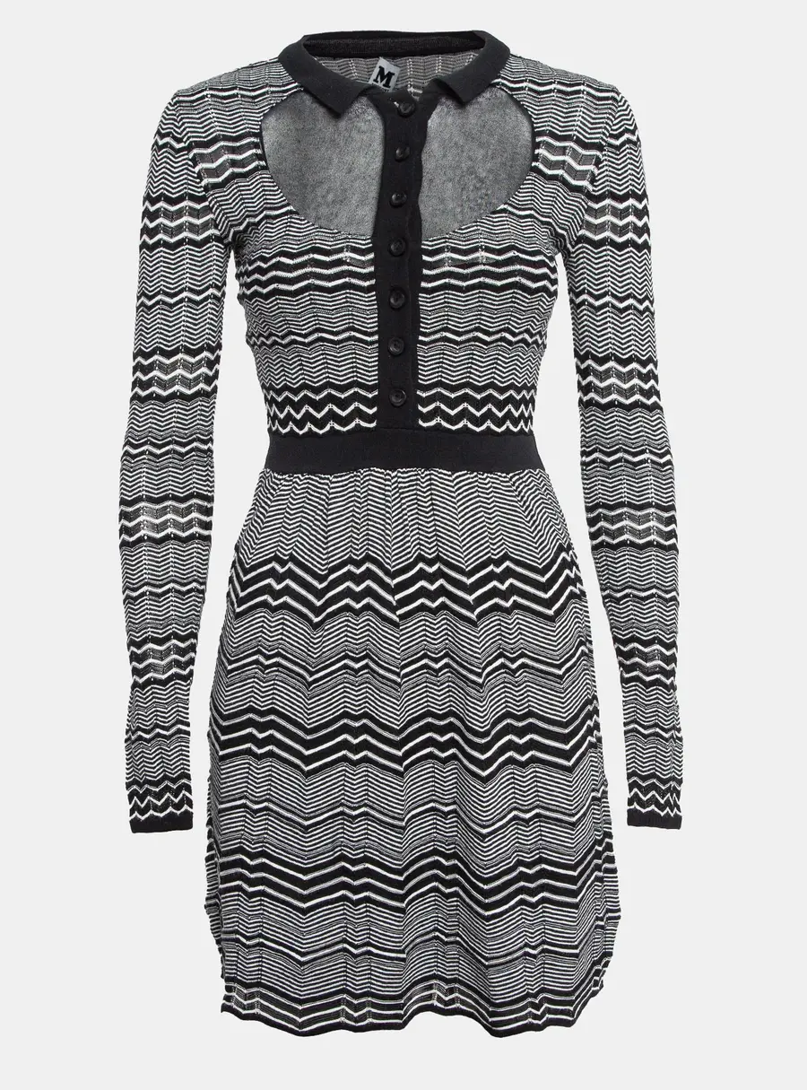 M Missoni Black/White Patterned Knit Mini Dress S