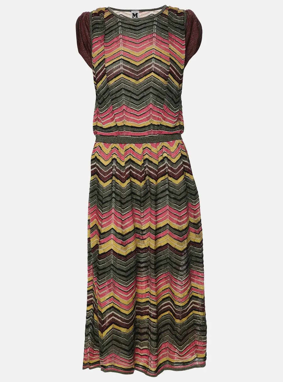 M Missoni Multicolor Knit Fabric Midi Dress M