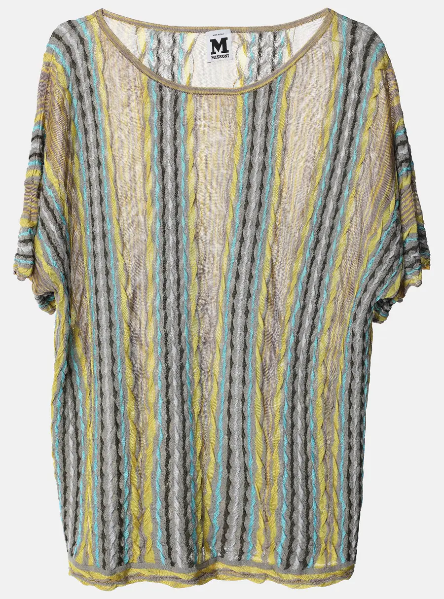 M Missoni Grey/Yellow Knit Fabric Top M