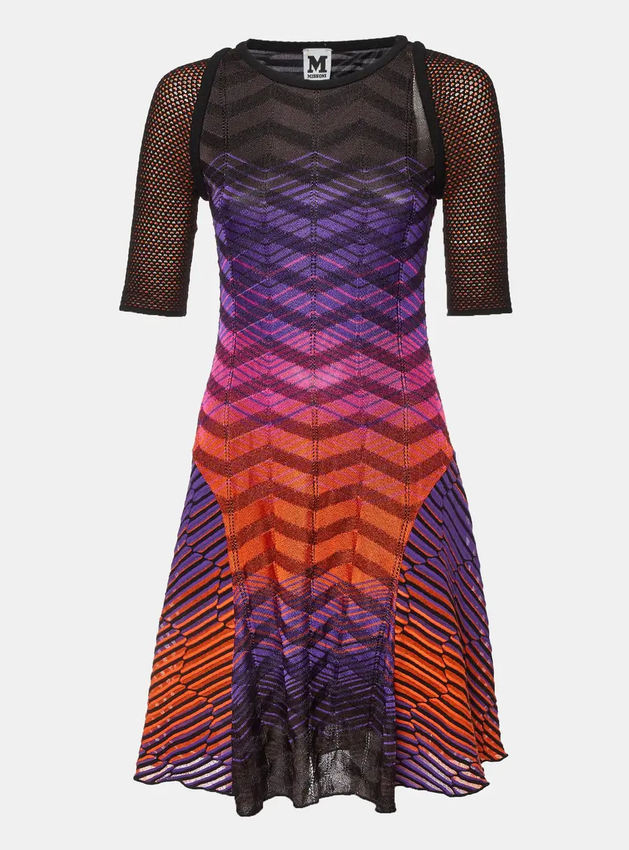 M Missoni Multicolor Pattered Jersey Midi Dress M