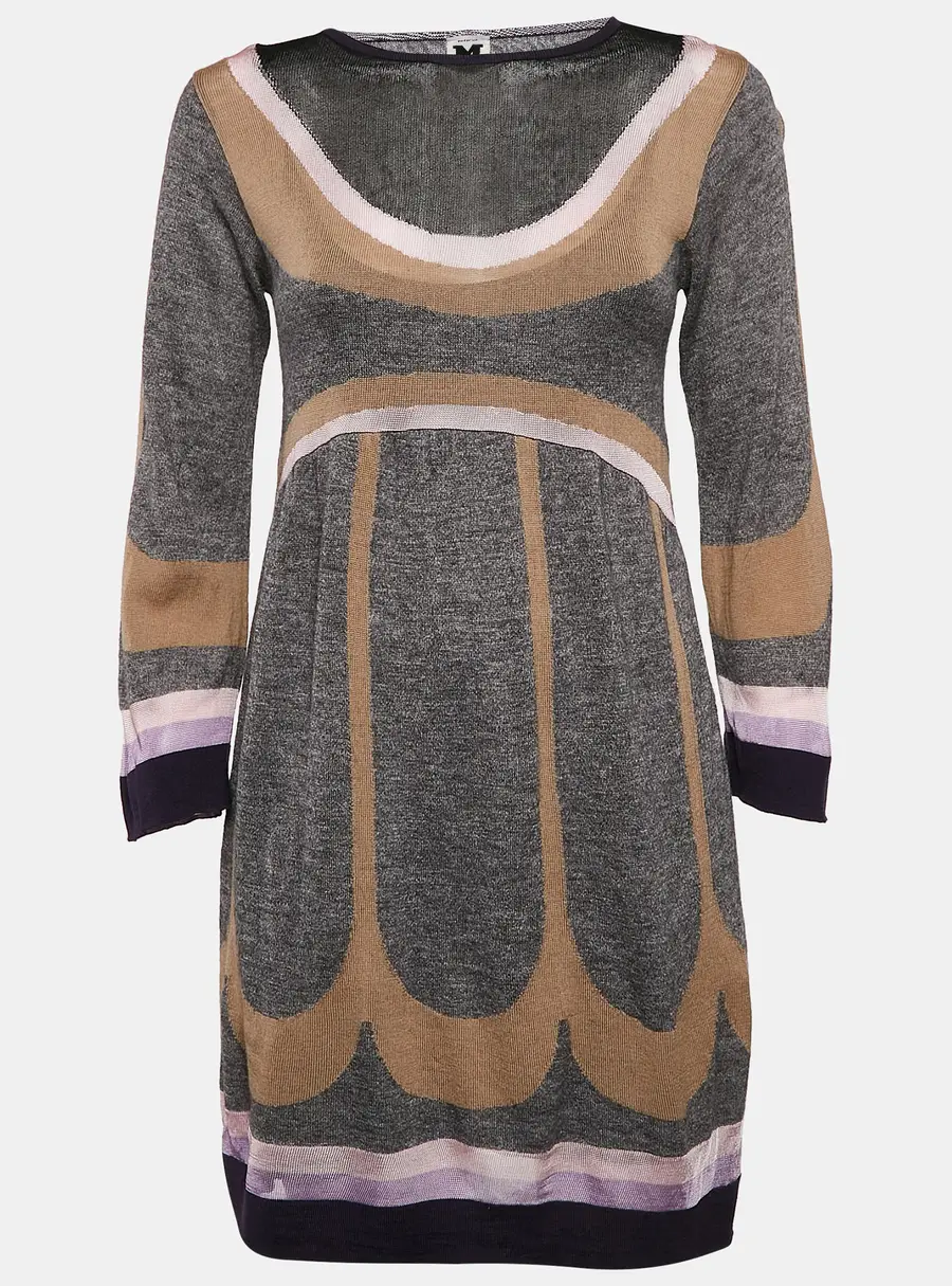 M Missoni Multicolor Pattern Wool Blend Knit Knee-Length Dress S